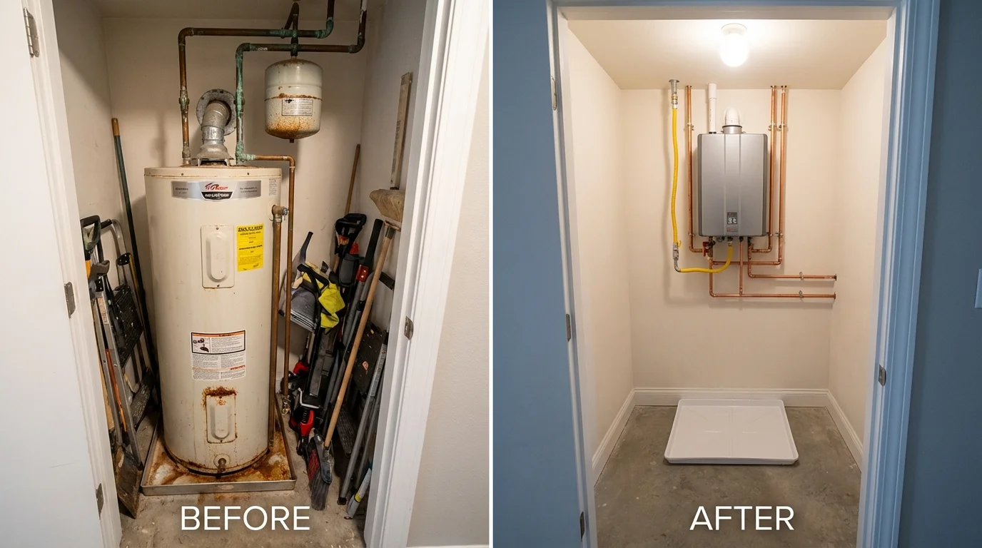 Tank water heater versus wall-mounted tankless unit comparison for Springfield, NE homeowners